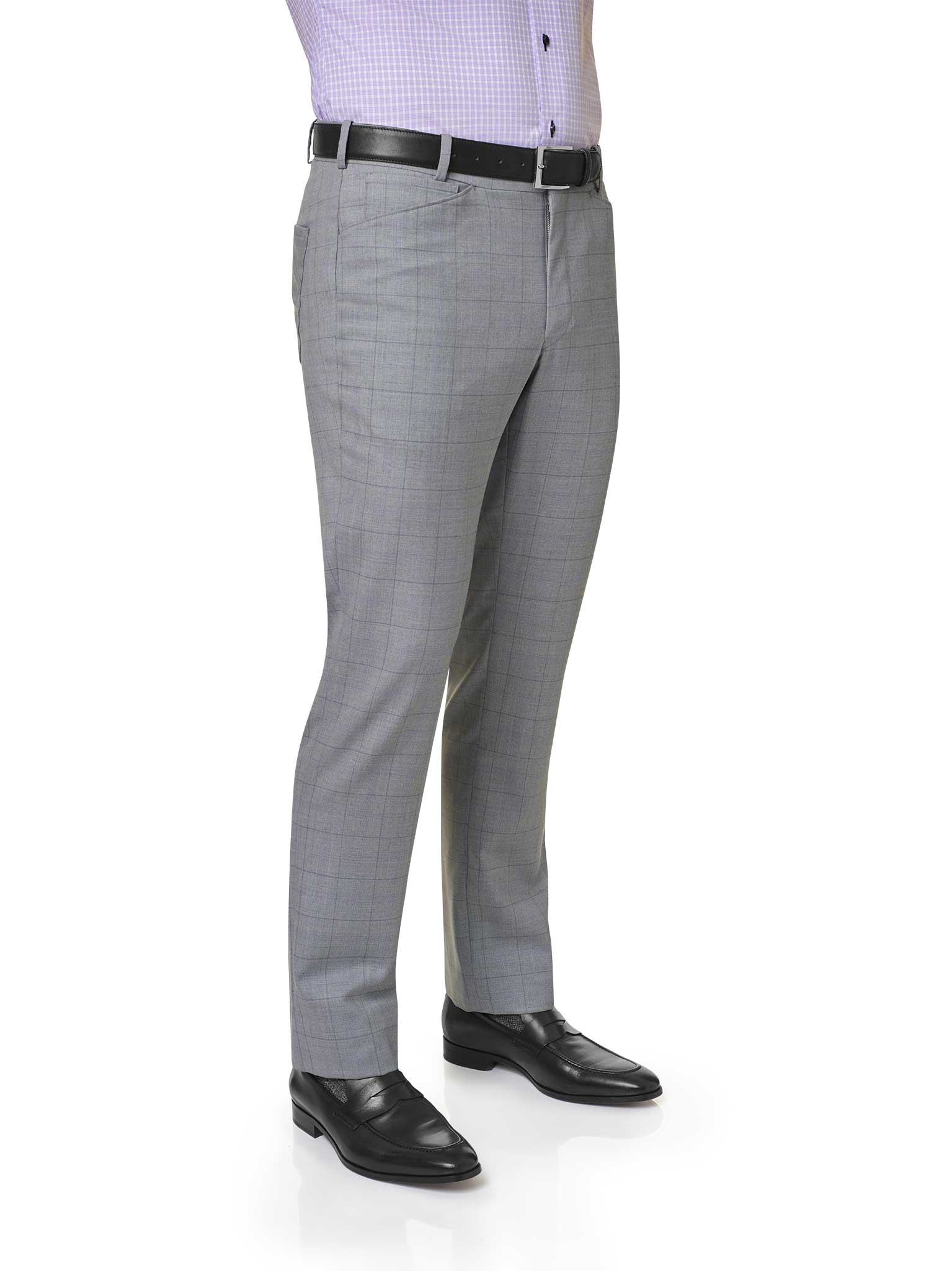 Light Gray Plaid 5-Pocket Pant