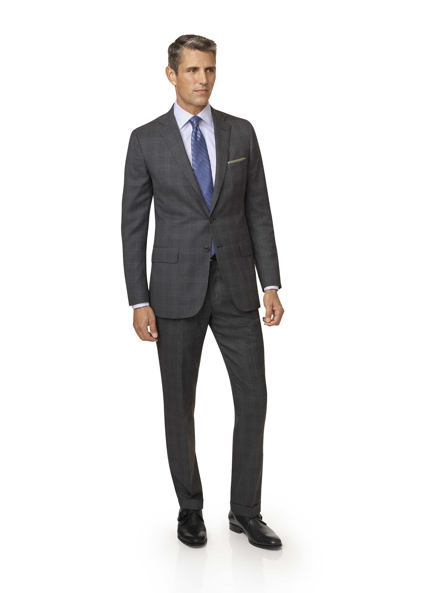 Men's Custom Clothing                                                                                                                                                                                                                                     , Gray Plaid Suit