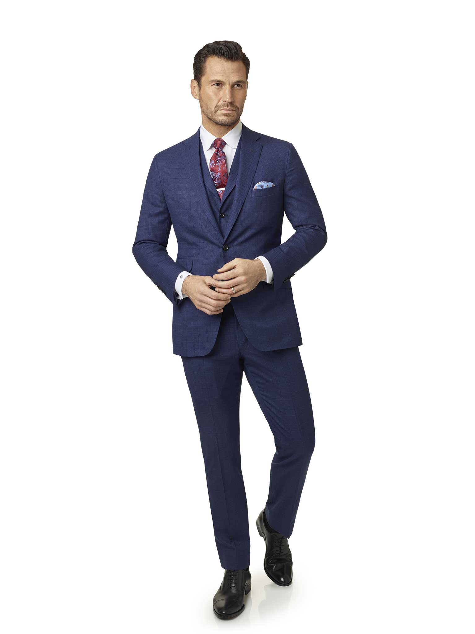 Men's Custom Suits                                                                                                                                                                                                                                        , Dark Blue Plaid Suit