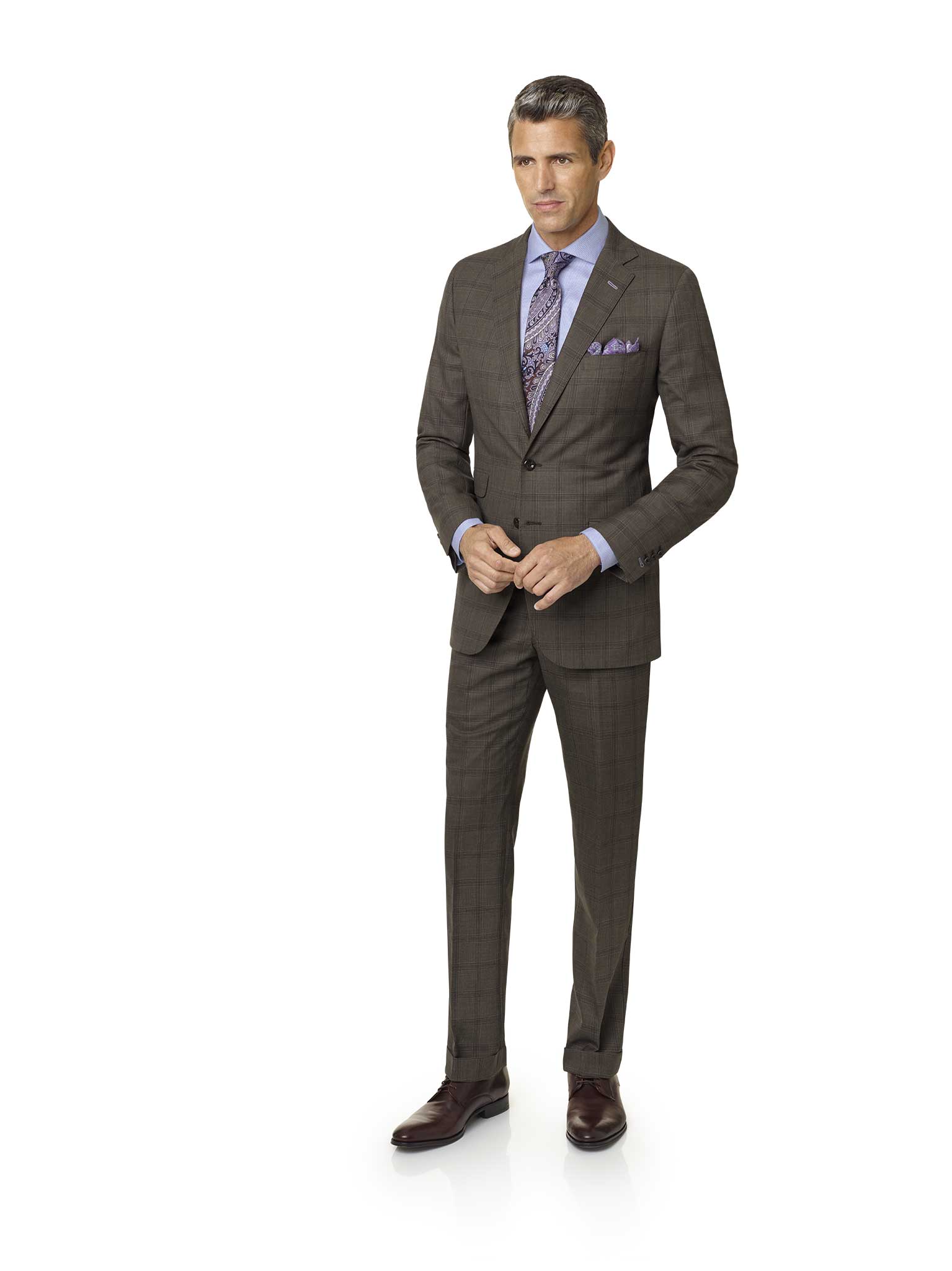 Men's Custom Clothing                                                                                                                                                                                                                                     , Brown Plaid Suit