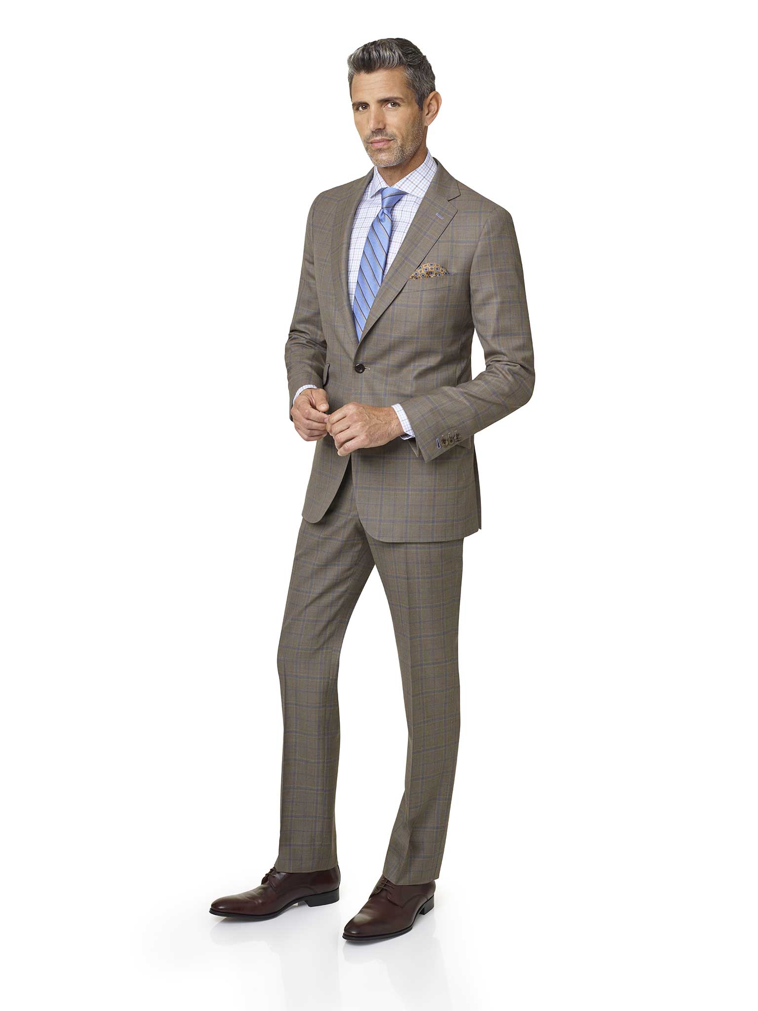 Custom Tan Plaid Suit