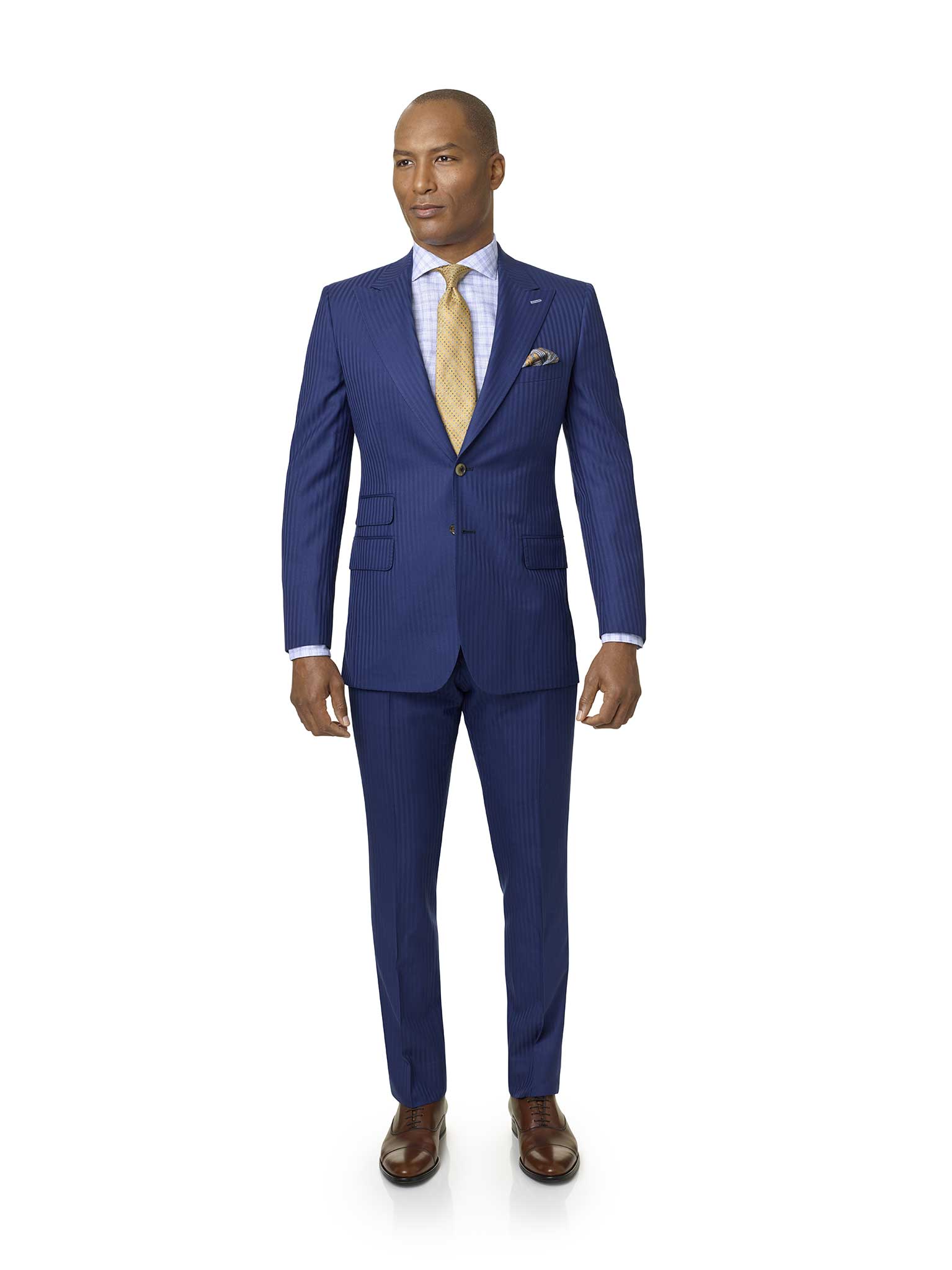 Custom French Blue Shadow Stripe Suit