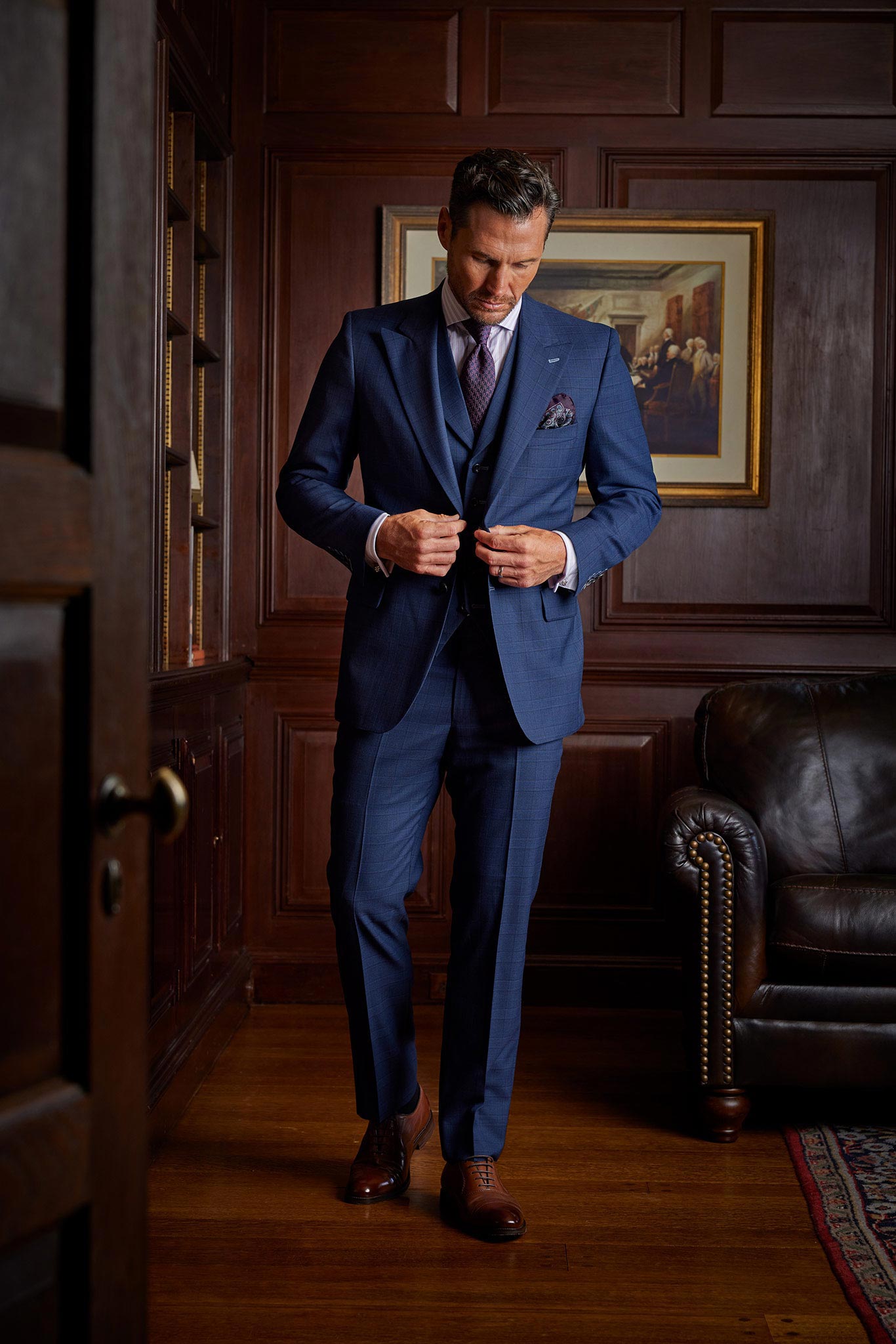 Blue Three Piece Bespoke Suit