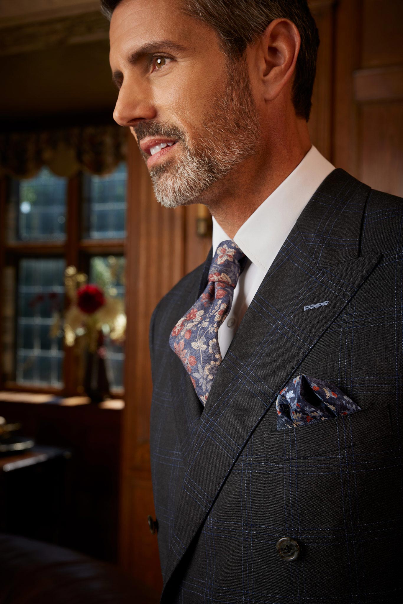 Dark Gray Boucle Windowpane Custom Suit