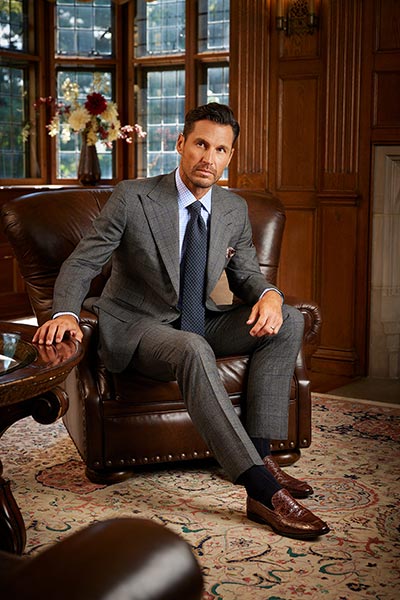 Grey & Brown Windowpane Bespoke Suit