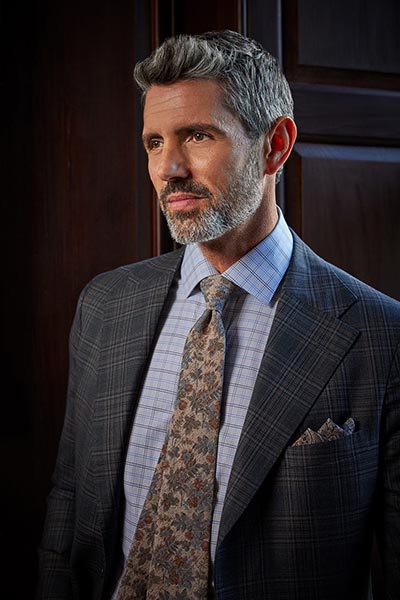 Custom Gray Plaid Sport Coat with Large Lapels