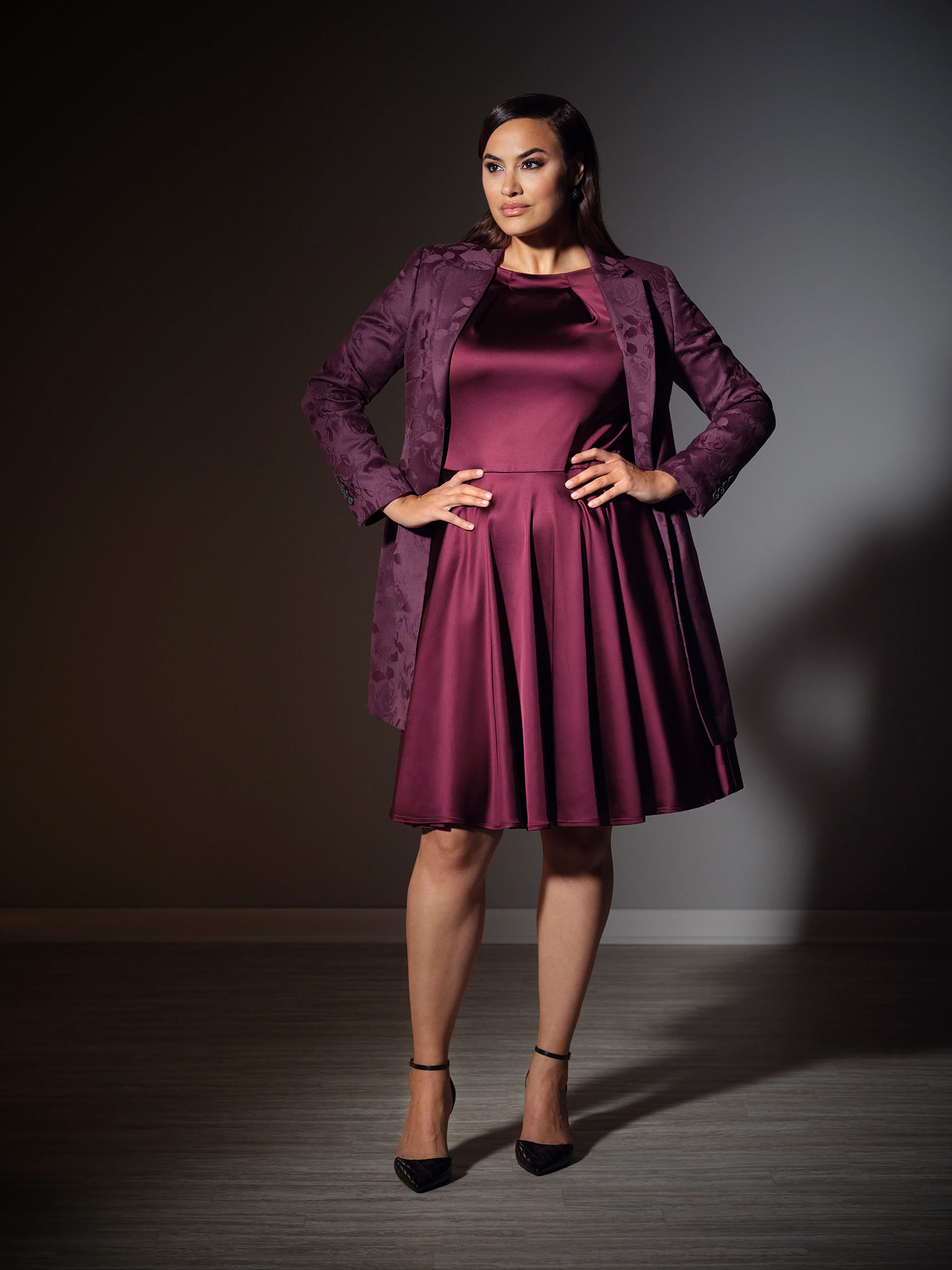 Maroon Fancy Jacquard Coat