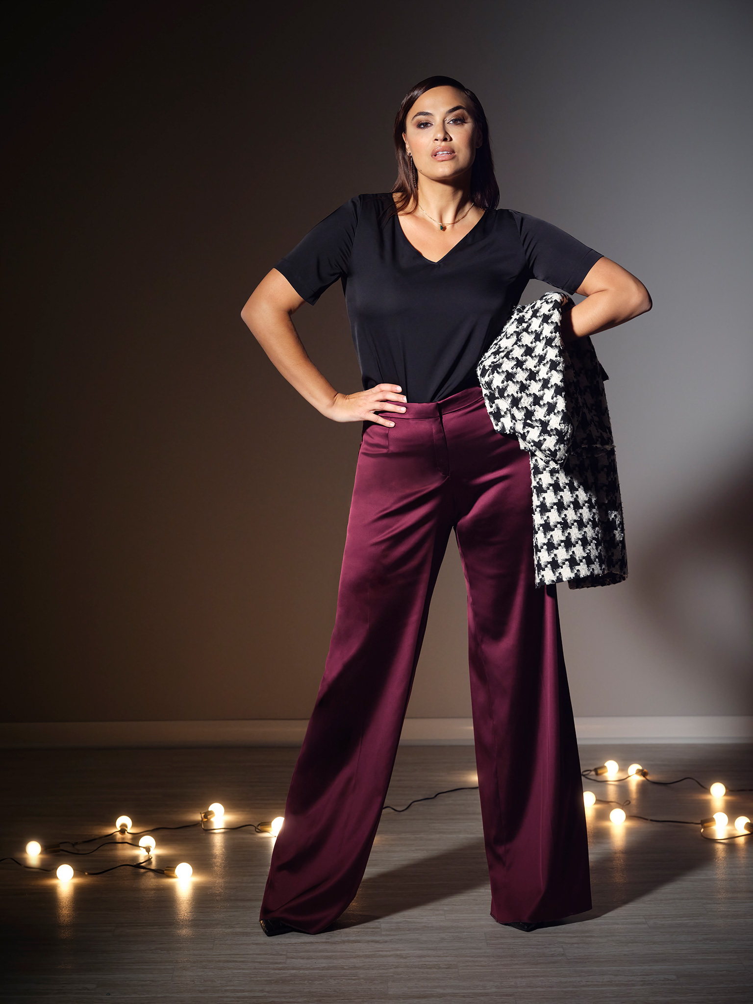 Maroon Satin Pants