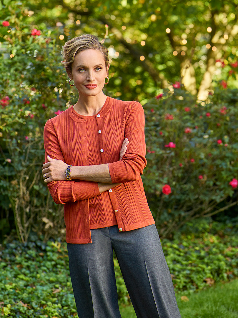 Women's Custom Clothing                                                                                                                                                                                                                                   , Women's Pumpkin Ribbed Cardigan