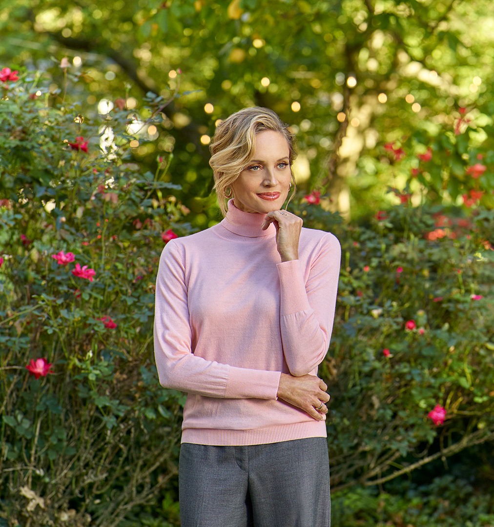 Women's Custom Clothing                                                                                                                                                                                                                                   , Women's Pink Vintage Turtleneck Sweater