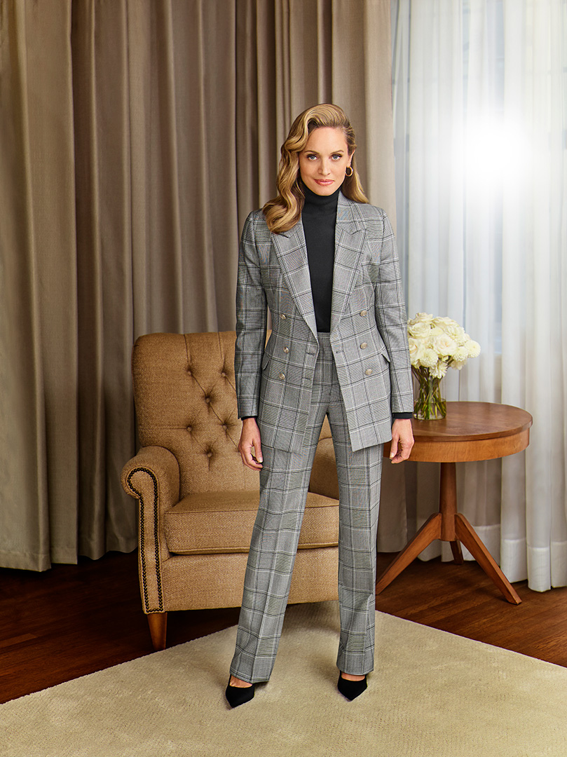 Women's Custom Clothing                                                                                                                                                                                                                                   , Women's Black and White Windowpane Suit