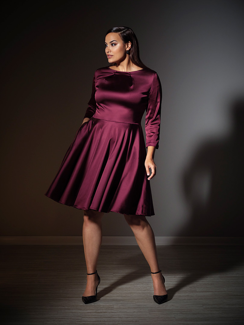 Women's Custom Clothing                                                                                                                                                                                                                                   , Women's Maroon Satin Dress