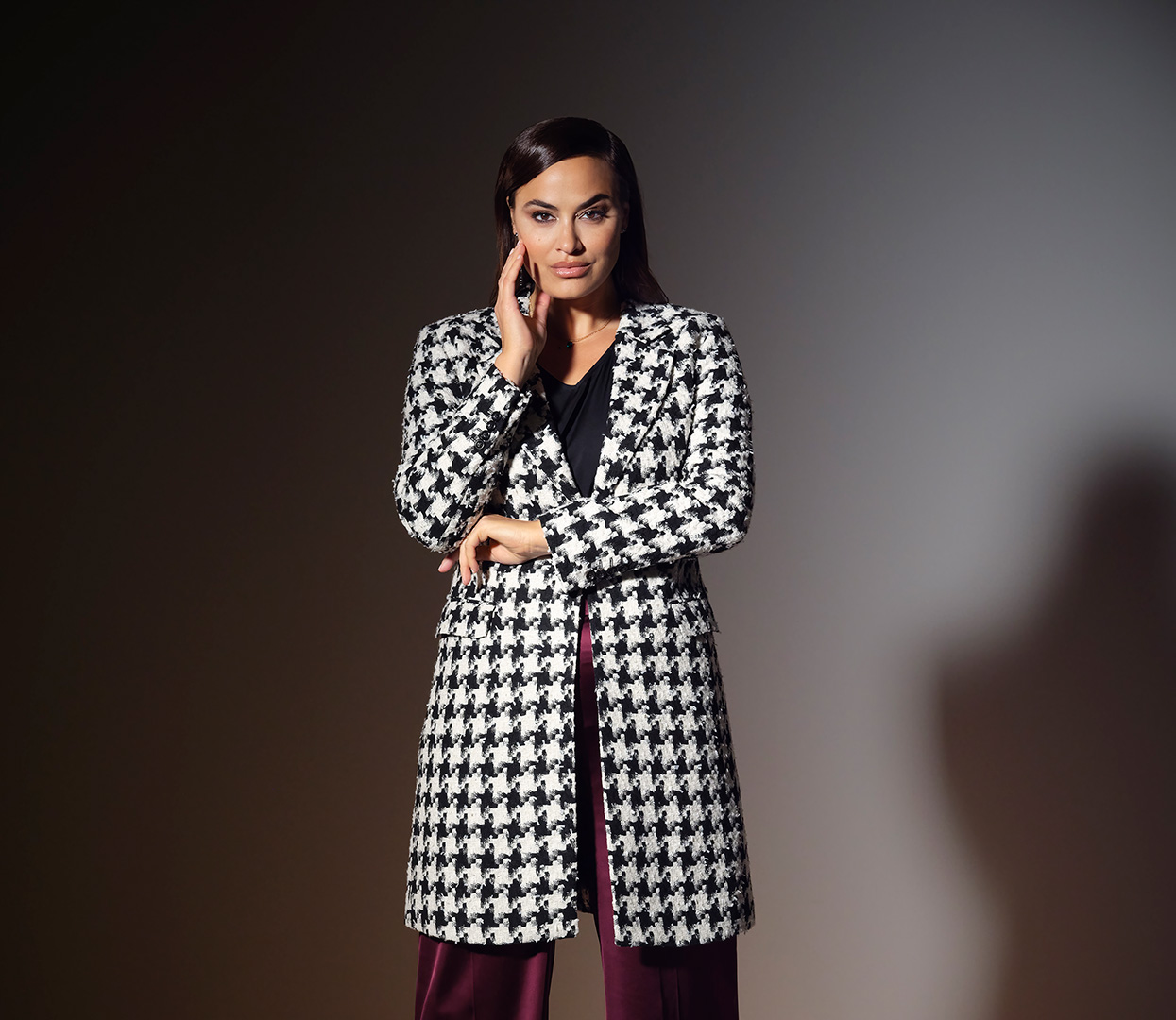 Women's Custom Clothing                                                                                                                                                                                                                                   , Women's Houndstooth Wool Coat
