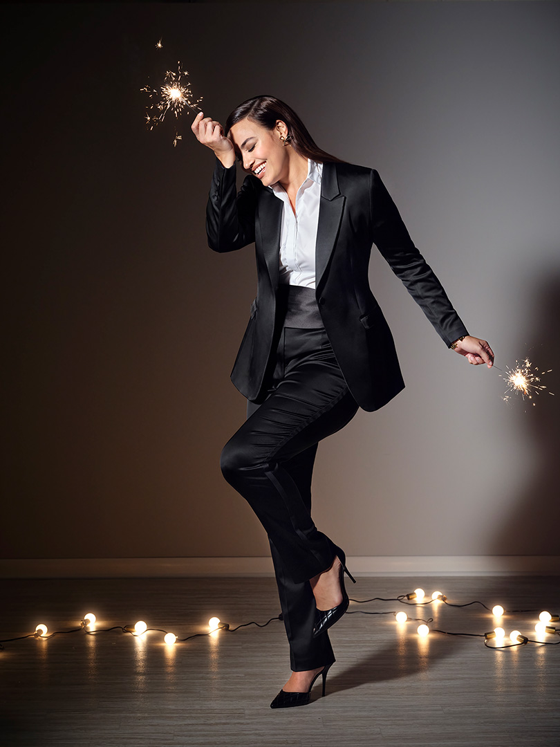 Women's Custom Clothing                                                                                                                                                                                                                                   , Women's Black Satin Suit