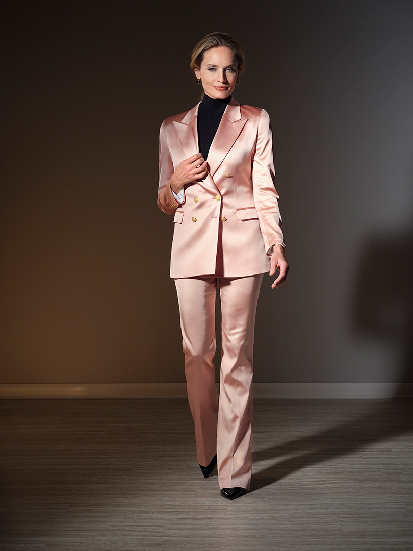 Women's Custom Clothing                                                                                                                                                                                                                                   , Women's Pink Satin Suit