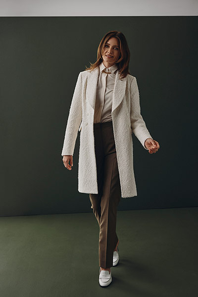 White Boucle Topcoat