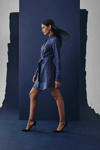 Windowpane Shirt Dress