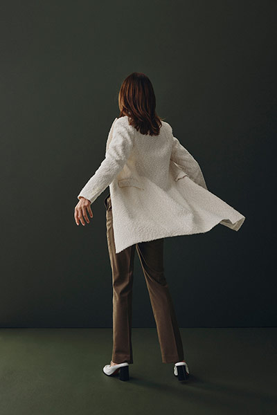 White Boucle Topcoat