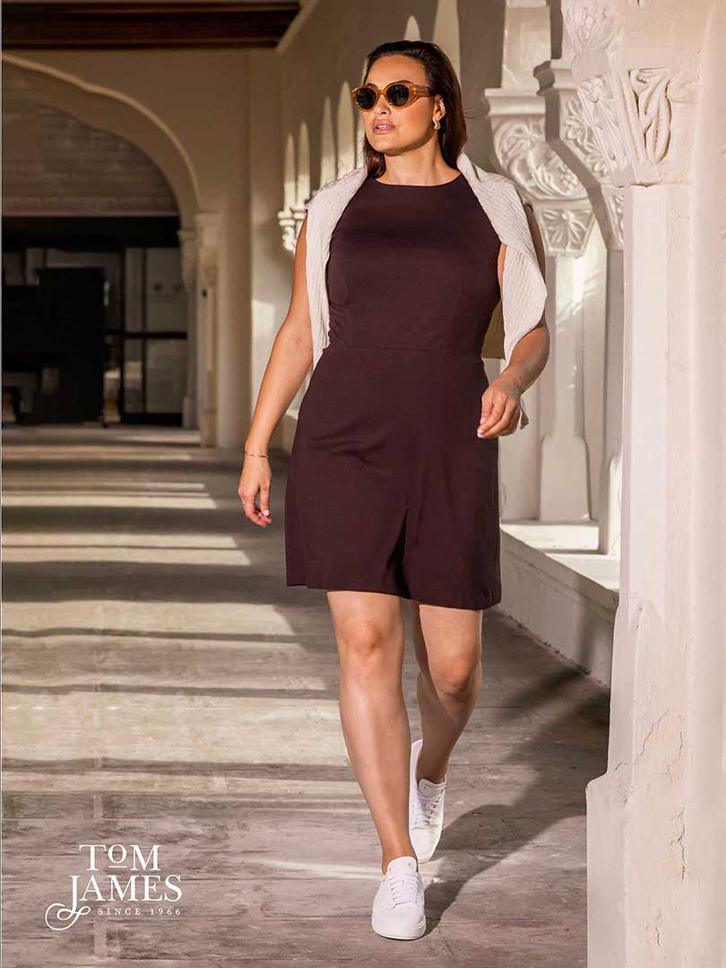 Women's Custom Clothing                                                                                                                                                                                                                                   , Women's Brown Sleeveless Dress
