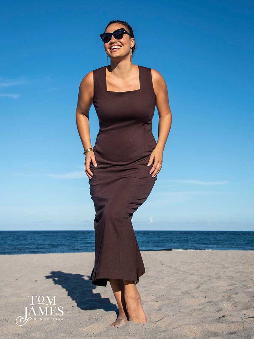Women's Brown Squareneck Dress