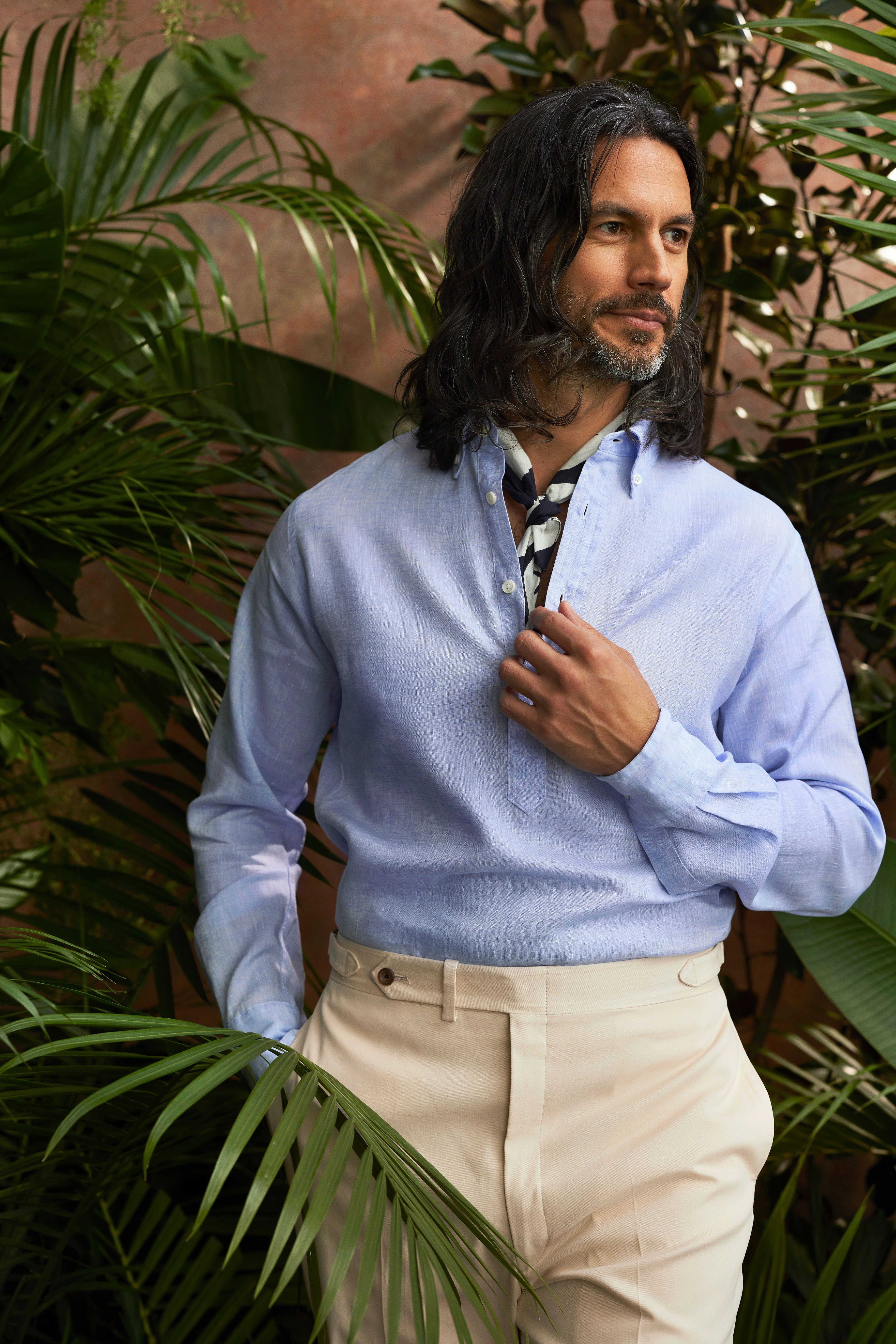 Blue Linen Popover Shirt