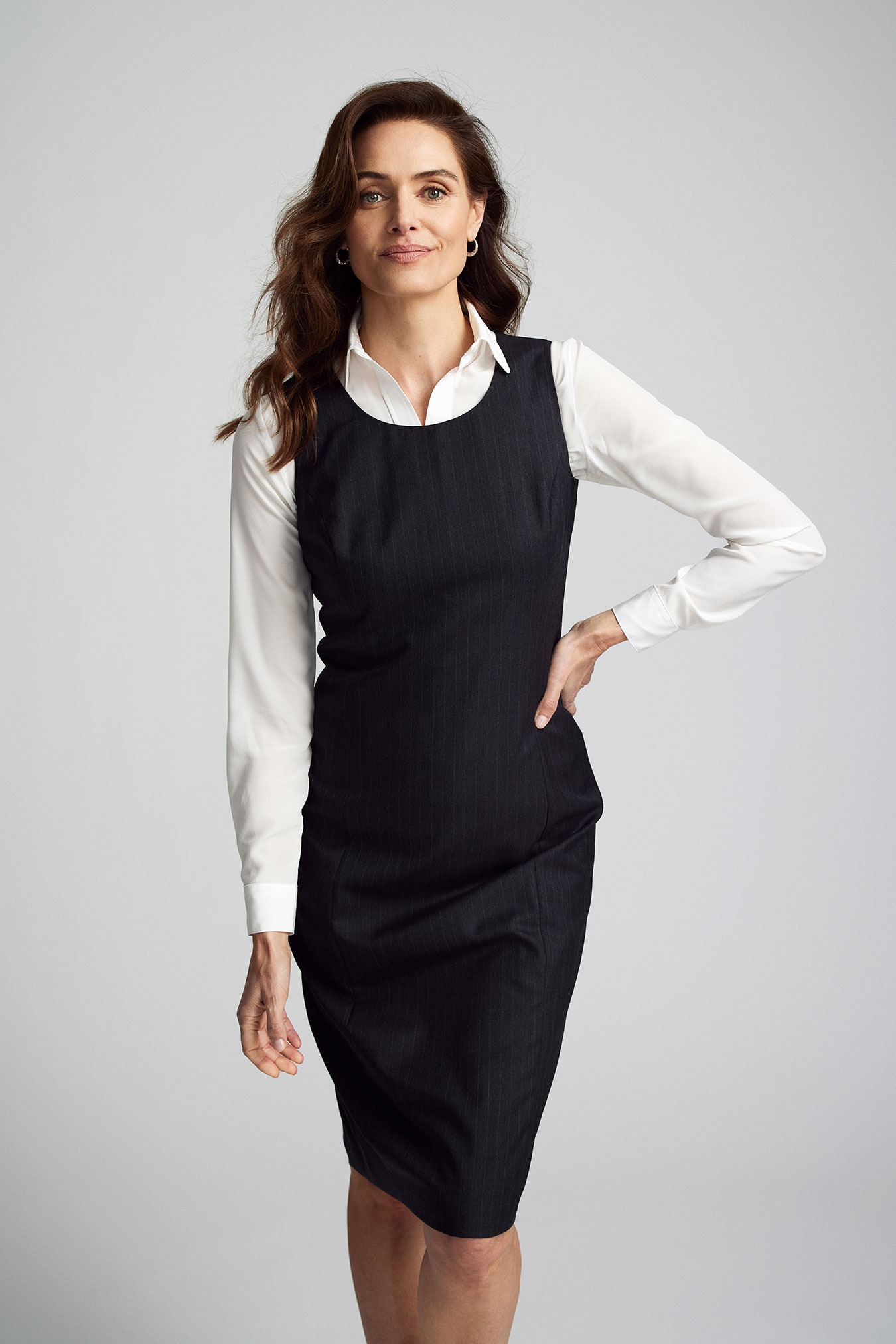 Pinstriped Sheath Dress