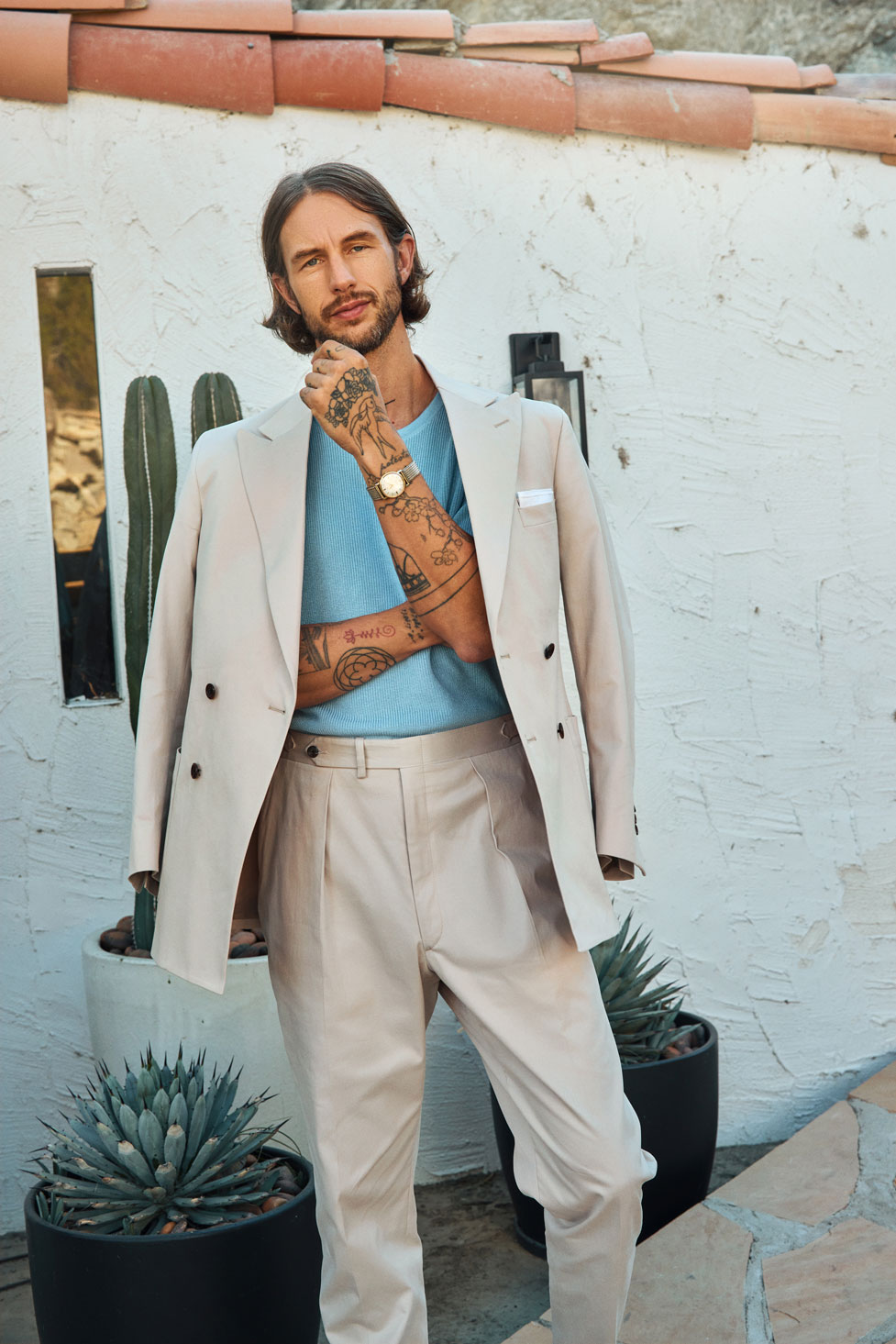 Stone Cotton Suit