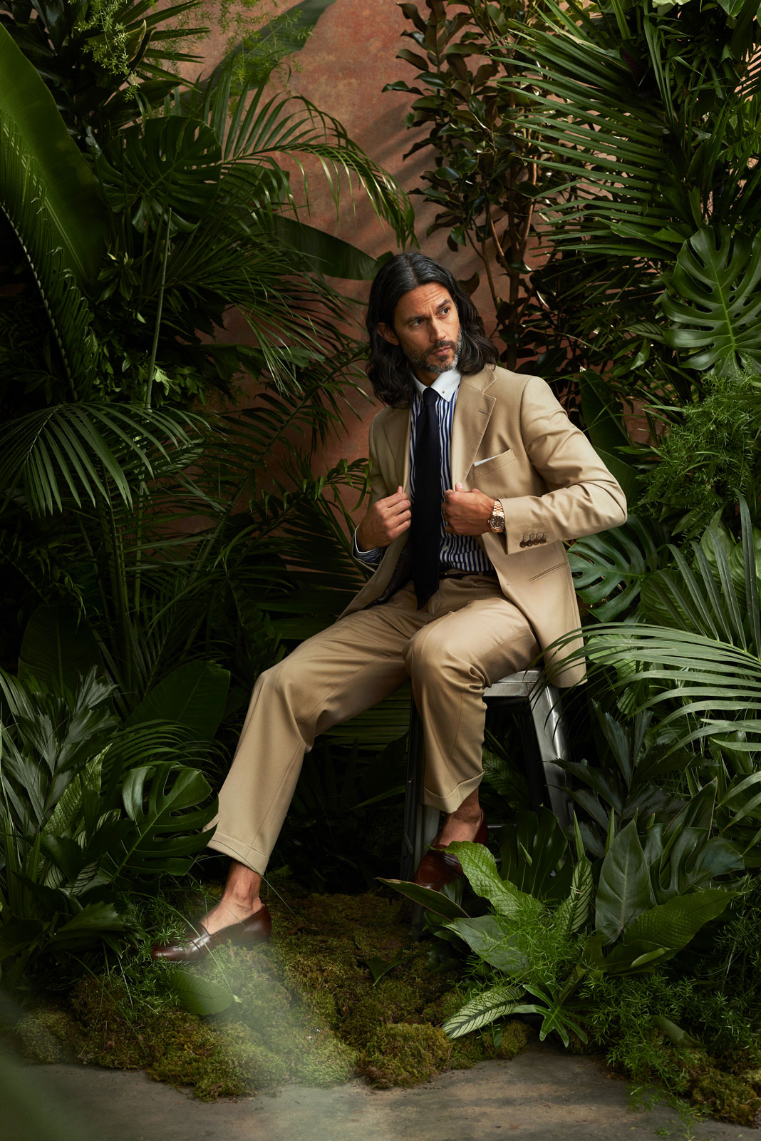 2024 Resort Lookbook                                                                                                                                                                                                                                      , Men's Tan Suit