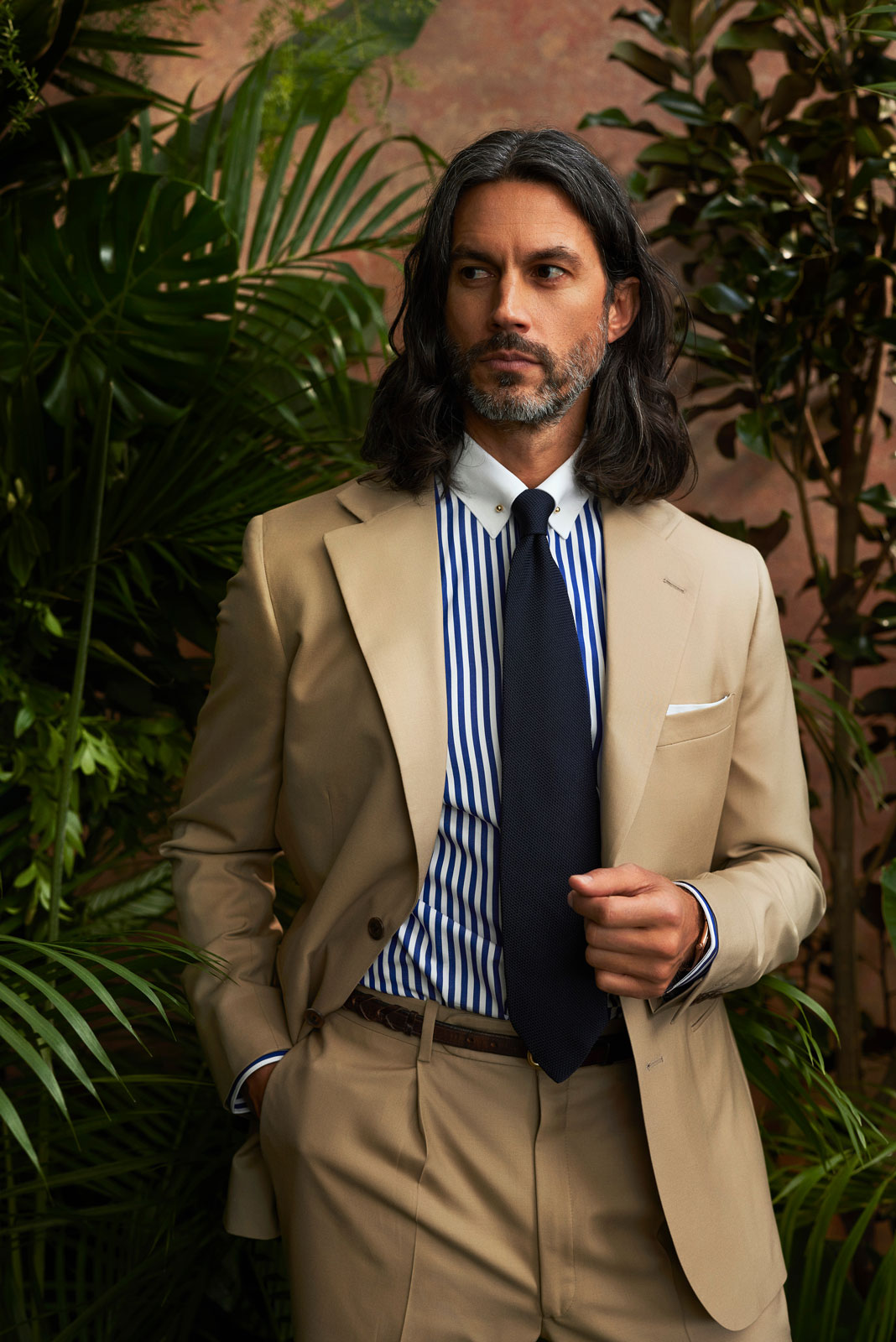 2024 Resort Lookbook                                                                                                                                                                                                                                      , Men's Tan Suit