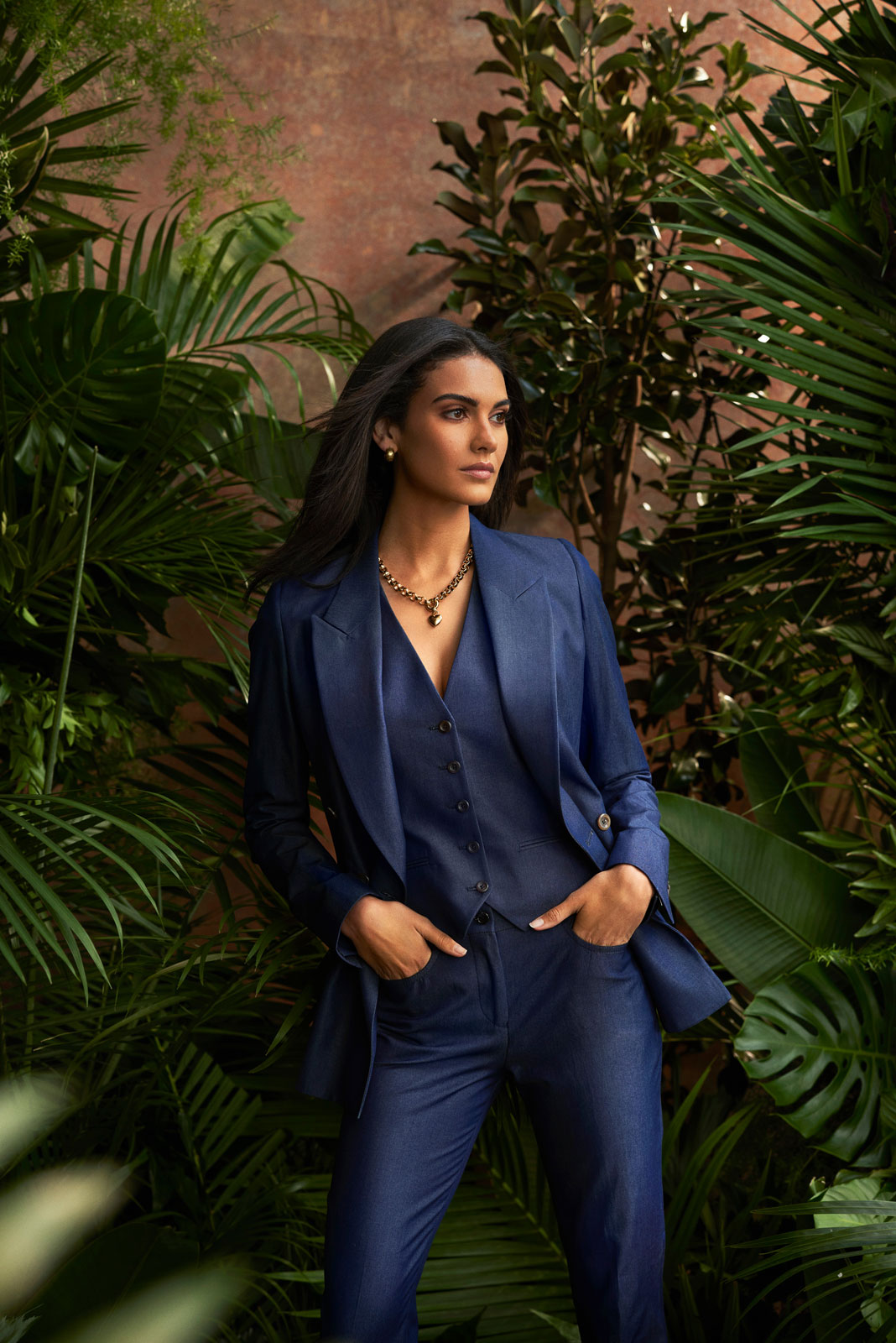 2024 Resort Lookbook                                                                                                                                                                                                                                      , Denim Three Piece Suit