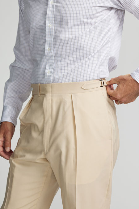Tan Wool/Silk/Linen Trouser