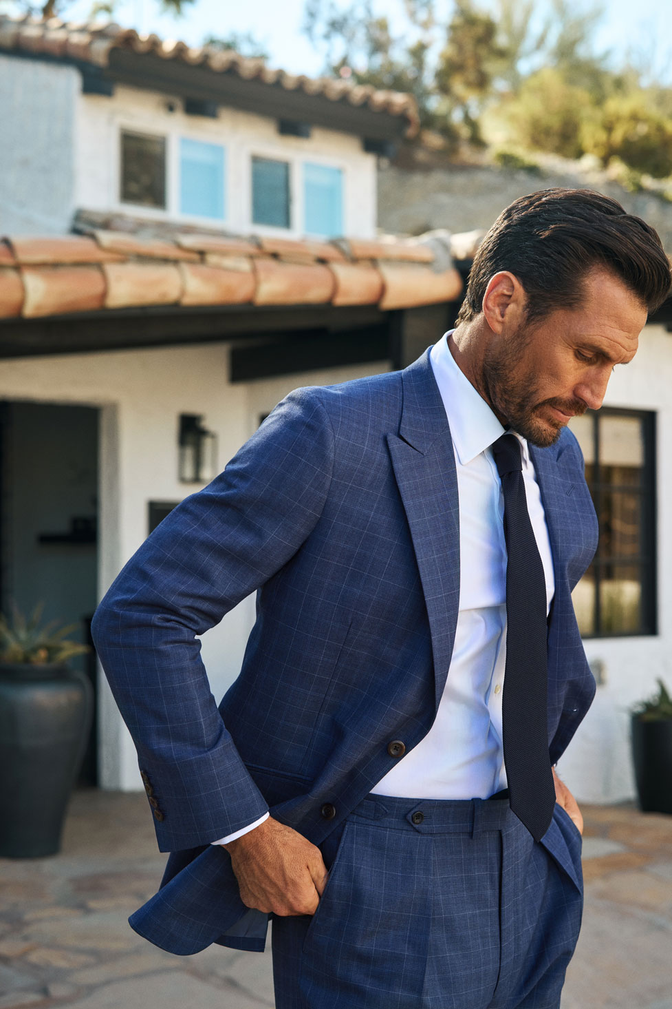 Men's 2024 Spring & Summer Collection                                                                                                                                                                                                                     , Men's Blue Plaid Suit