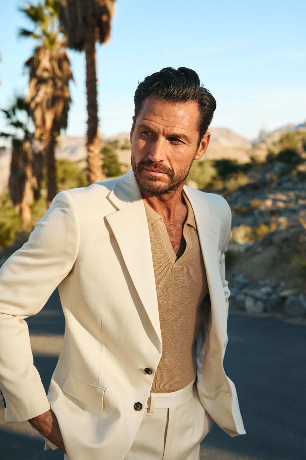 Camel Havana Collar Ribbed Polo