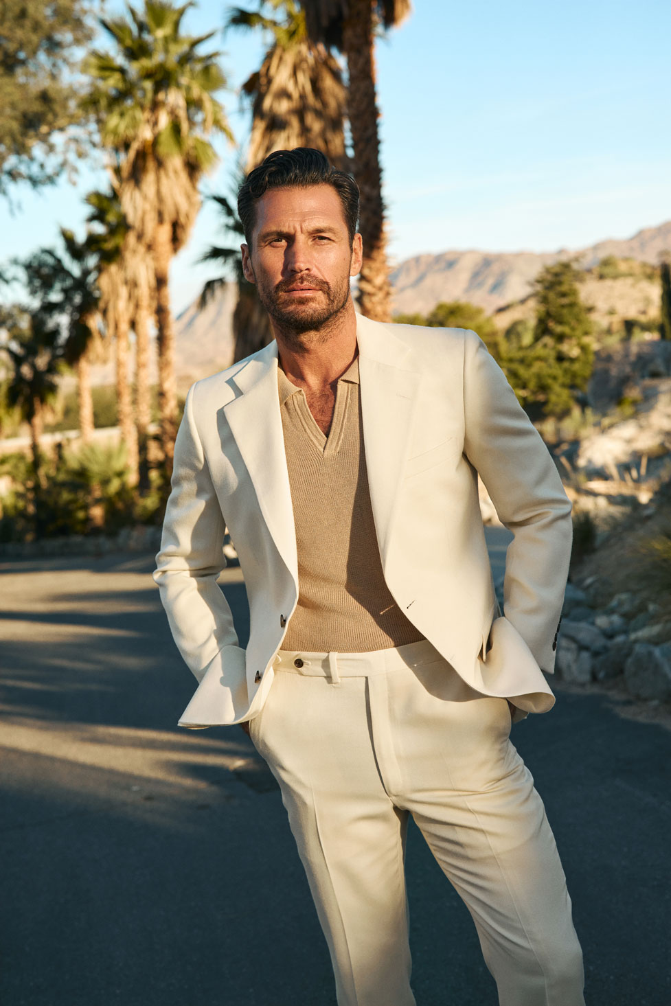 Men's 2024 Spring & Summer Collection                                                                                                                                                                                                                     , Men's Cream Suit