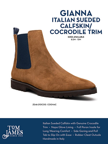 Zelli Sportswear Catalog Spring 2026                                                                                                                                                                                                                      , GIANNA COGNAC SUEDE CHELSEA BOOT - Zelli
