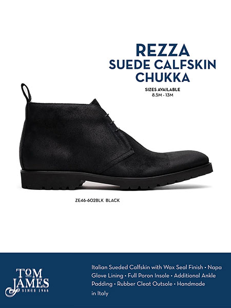 Zelli Sportswear Catalog Spring 2026                                                                                                                                                                                                                      , BLACK REZZA SUEDE CALFSKIN CHUKKA BOOT - Zelli