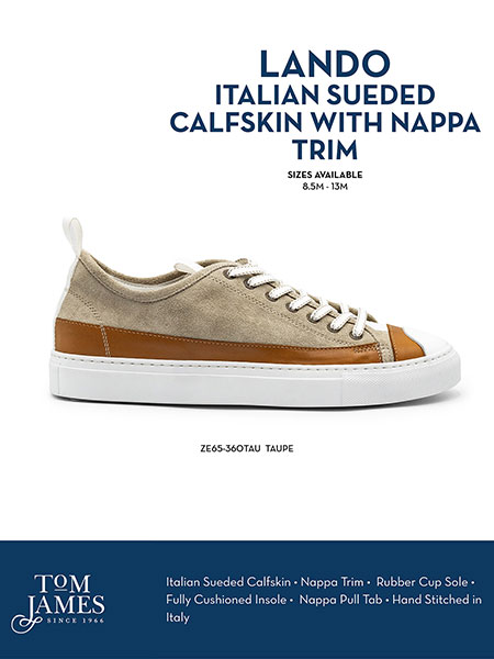Zelli Sportswear Catalog Spring 2026                                                                                                                                                                                                                      , Lando Taupe Sueded Calfskin Sneaker - Zelli