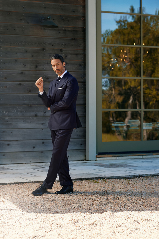 Men's Fall 2024 Look Book                                                                                                                                                                                                                                 , Navy Flannel Suit