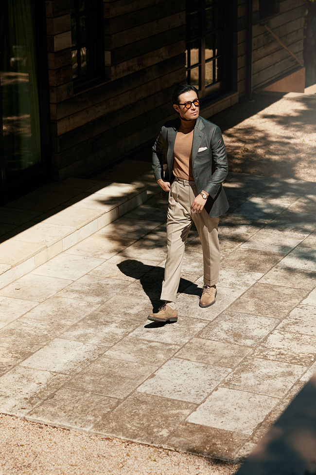 Men's Fall 2024 Look Book                                                                                                                                                                                                                                 , Forest Green Plaid Sportcoat