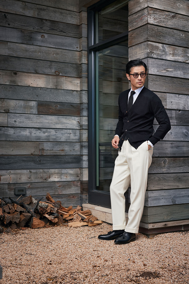 Men's Fall 2024 Look Book                                                                                                                                                                                                                                 , Black Cashmere Cardigan