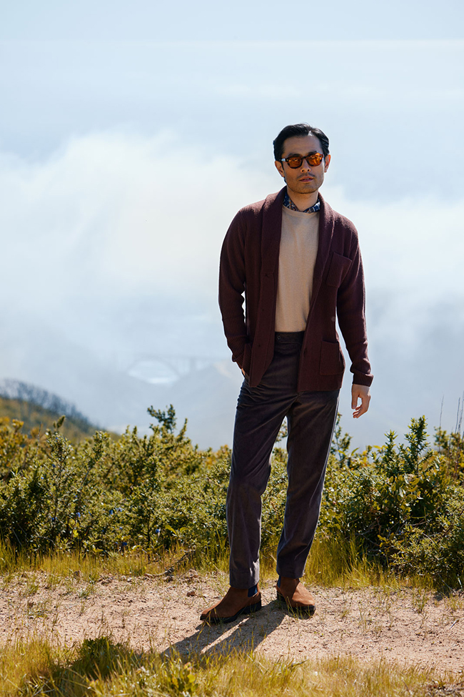 Men's Fall 2024 Look Book                                                                                                                                                                                                                                 , Brown Ribbed Cardigan
