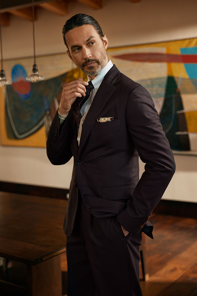 Men's Fall 2024 Look Book                                                                                                                                                                                                                                 , Burgundy Suit