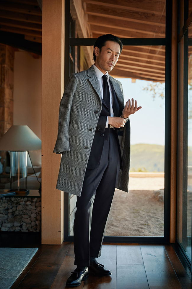 Men's Fall 2024 Look Book                                                                                                                                                                                                                                 , Glen Plaid Topcoat