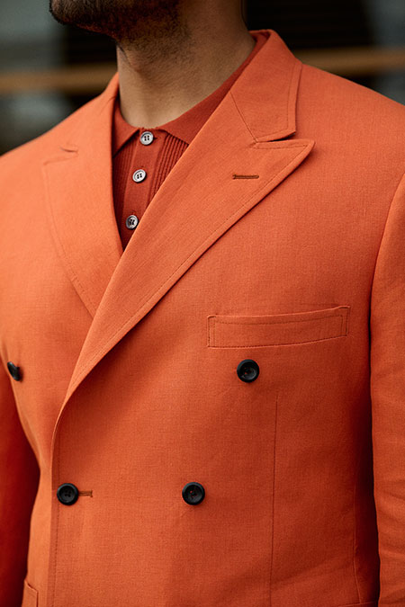 Orange Crushed Linen Sport Coat