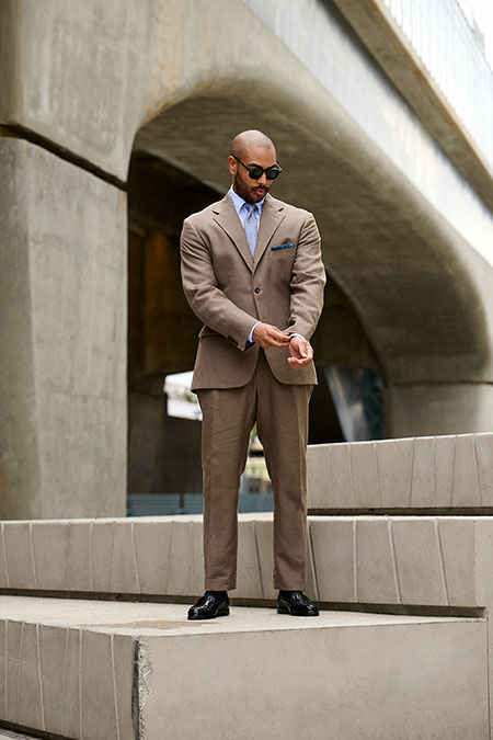 Mocha Crushed Linen Suit