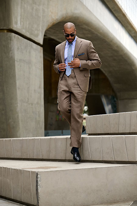 Mocha Crushed Linen Suit