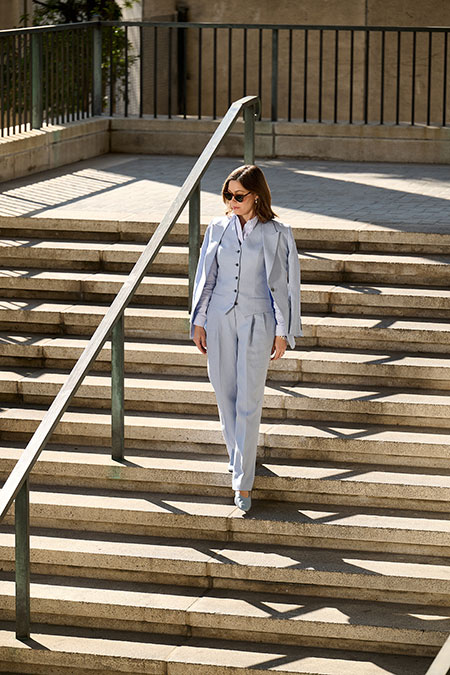 Powder Blue Crushed Linen Vest