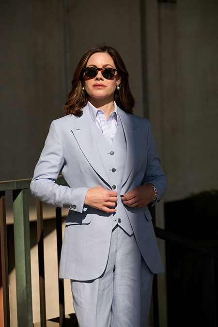 Powder Blue Crushed Linen Suit