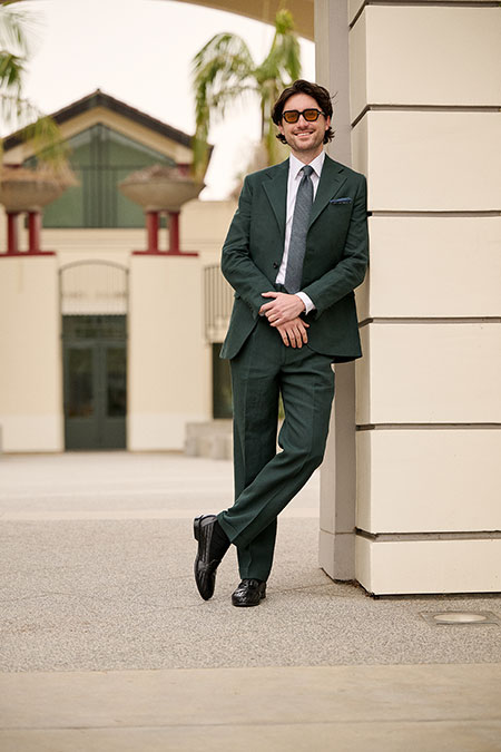 Forest Green Crushed Linen Suit