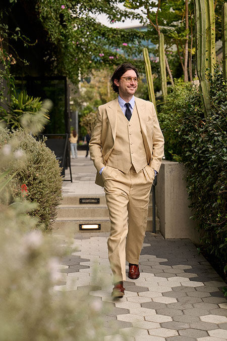 Tan Crushed Linen Vest